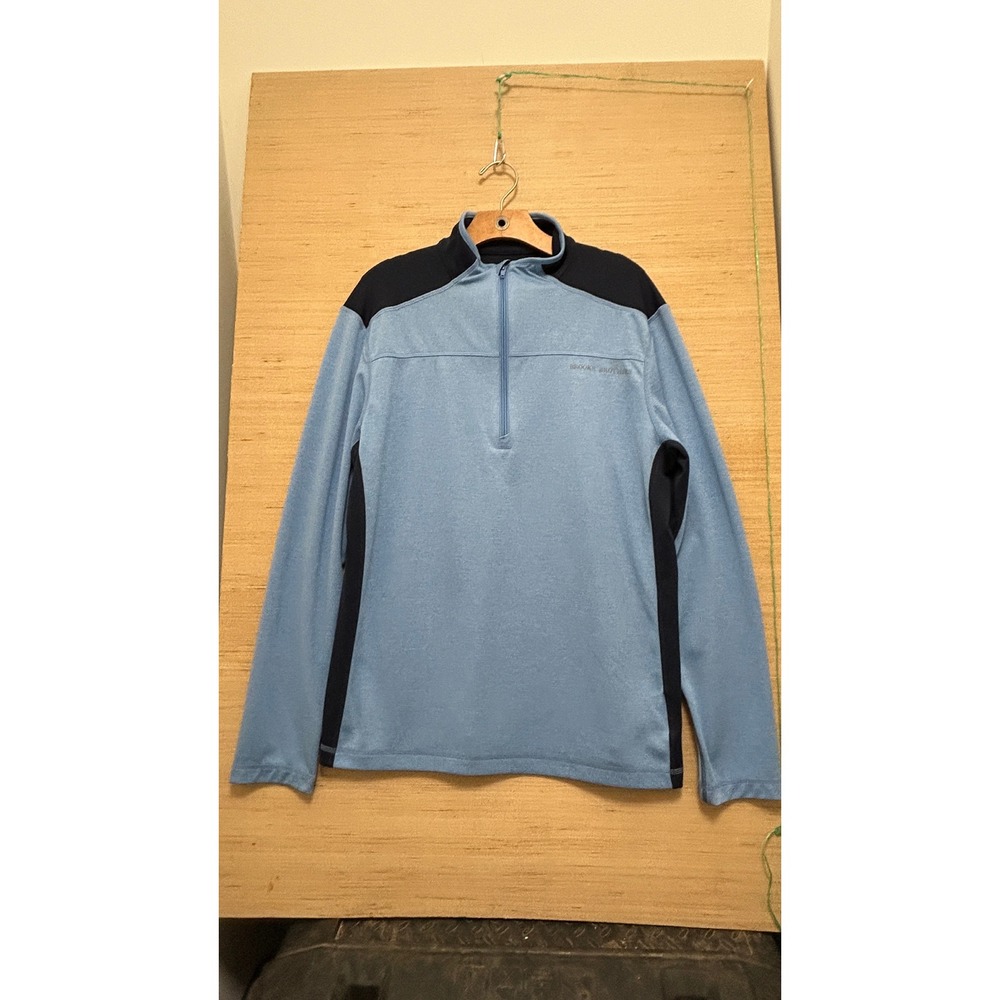 Brooks Brothers Light Blue Quarter Zip Pullover‎ Fleece Top Men's Size L
